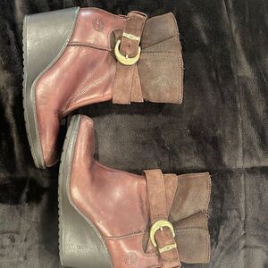 Timberland brown wedge boots.  Size 7.
